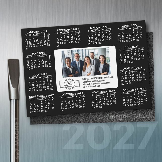 Invitation Magnétique Calendrier 2027 avec logo Informations de contact  (2027 Calendar)