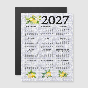Invitation Magnétique Calendrier 2027 Citrons Italien Méditerranéen Carr