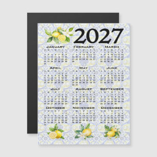 Invitation Magnétique Calendrier 2027 Citrons Italien Méditerranéen Carr