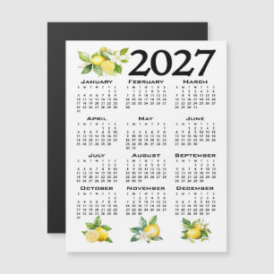 Invitation Magnétique Calendrier 2027 Style Italien Citrons Blanc