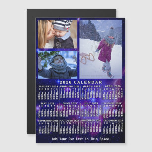 Invitation Magnétique Calendrier annuel 2026 Nébuleuse spatiale 3 Photos