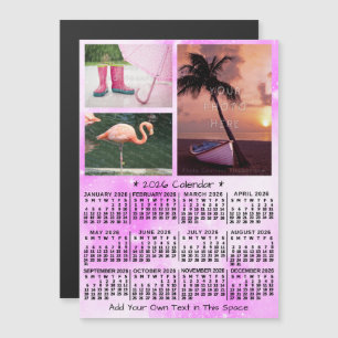 Invitation Magnétique Calendrier annuel 2026 Rose Aquarelle 3 Photos per