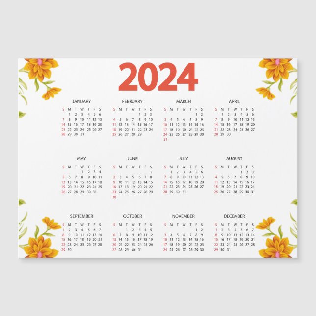 Invitation Magnétique Calendrier de l'année complète 2024 - Minimal de b (Devant)