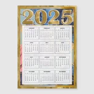 Invitation Magnétique Calendrier Magnétique 2025 Pour Fridge Gold Rose B