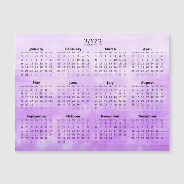 Invitation Magnétique Calendrier Mini 2022 Magnétique Ombre Violet (Devant)