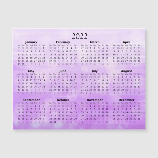 Invitation Magnétique Calendrier Mini magnétique ombré violet 2022 (Devant)