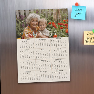 Invitation Magnétique Calendrier photo magnétique 2026 pleine année 5x7