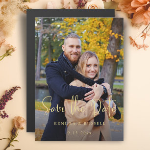 Invitation Magnétique Calligraphie moderne Photo Enregistrer la date