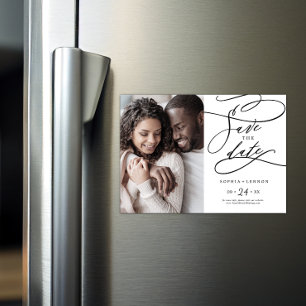 Invitation Magnétique Calligraphie romantique Flourdir Photo Enregistrer