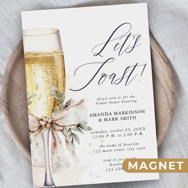 Invitation Magnétique Champagne Let's Toast Winter Bridal Shower (Créateur téléchargé)