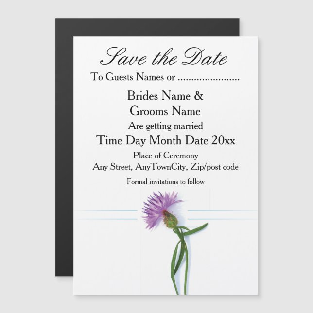 Invitation Magnétique Chardon de mariage écossais et celtique traditionn (Devant / Derrière)