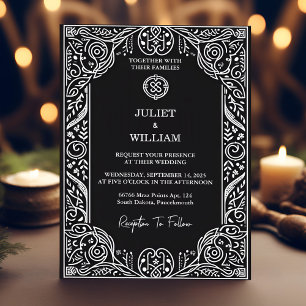 Invitation Magnétique Charme Celtique Nordic Medieval Scroll Viking Mari