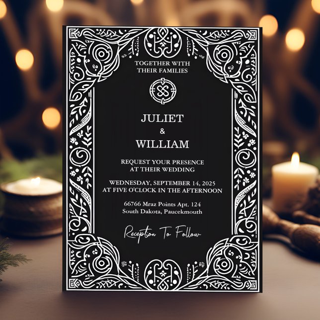 Invitation Magnétique Charme Celtique Nordic Medieval Scroll Viking Mari (Créateur téléchargé)