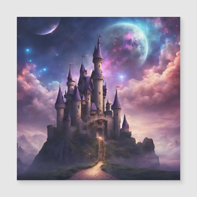 Invitation Magnétique Château de Conte de Fées Fantastique (Devant)