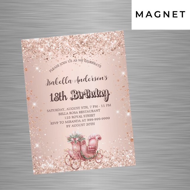 Invitation Magnétique Chaussure d'or rose d'anniversaire luxe (Créateur téléchargé)