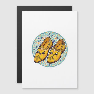 Invitation Magnétique Chaussures Belgha Jaunes Marocaines Kawaii Mignonn