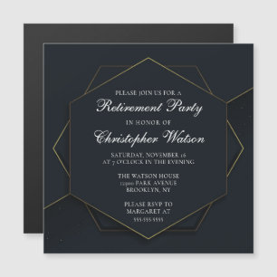 Invitation Magnétique Chic Black Gold Custom Retirement Party