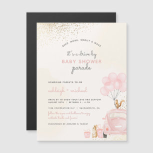 Invitation Magnétique Chic Blush Pink Balloons Voiture Par Baby shower