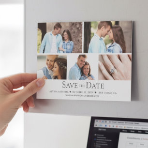 Invitation Magnétique Chic Grille de photos de mariage magnétique Enregi