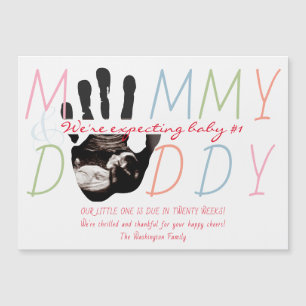 Invitation Magnétique Chic New Baby Sonogram Ultrasound Photo Grossesse