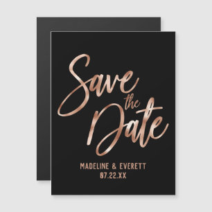 Invitation Magnétique Chic Rose Gold Typographie moderne Enregistrer la 