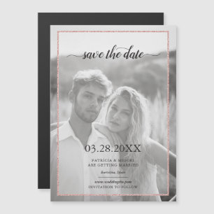 Invitation Magnétique Chic Save the Date Rose Gold Parties scintillant L