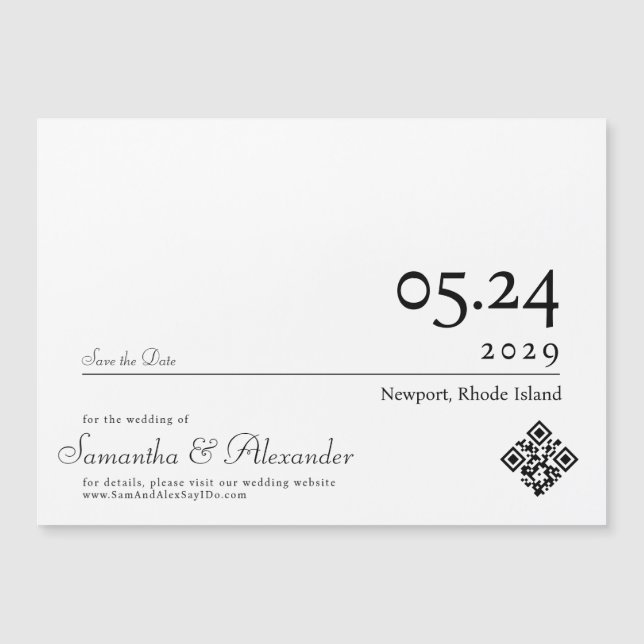 Invitation Magnétique Chic Simple Script Non Photo Wedding Enregistrer L (Devant)