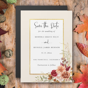 Invitation Magnétique Chute dorée Terracotta Floral
