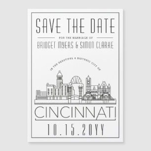 Invitation Magnétique Cincinnati Mariage Ciel stylisé Enregistrez la dat