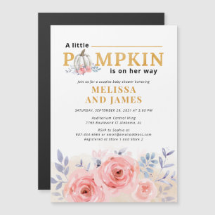 Invitation Magnétique Citrouille Couples Baby shower Aquarelle Lilac ros