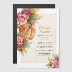 Invitation Magnétique Citrouille Fall Rustique Thanksgiving Dîner Invita