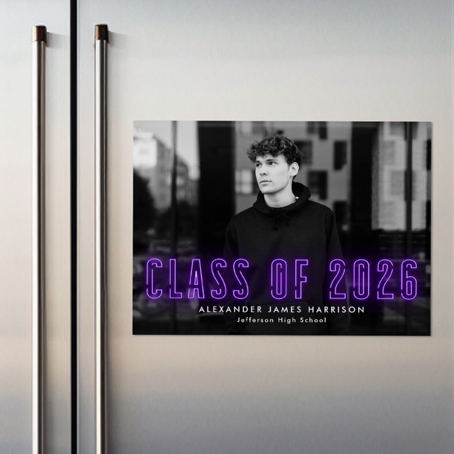 Invitation Magnétique Classe de Neon violet moderne de 2025 - Diplôme ph (Créateur téléchargé)