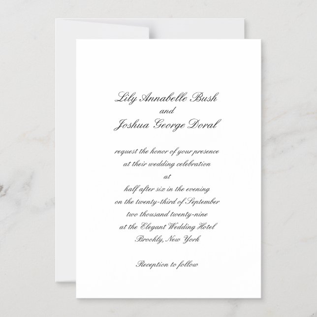 Invitation Magnétique Classic Black and White Timeless Wedding (Recto)