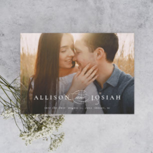 Invitation Magnétique Classic Elegant Typographie Noms Mariage photo Sav