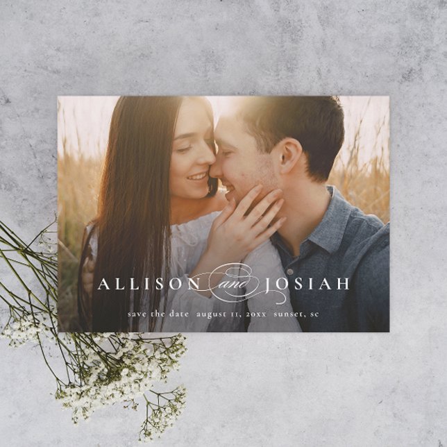 Invitation Magnétique Classic Elegant Typographie Noms Mariage photo Sav (Créateur téléchargé)