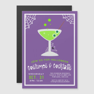 Invitation Magnétique Cocktail de l'Halloween de la Sorcière