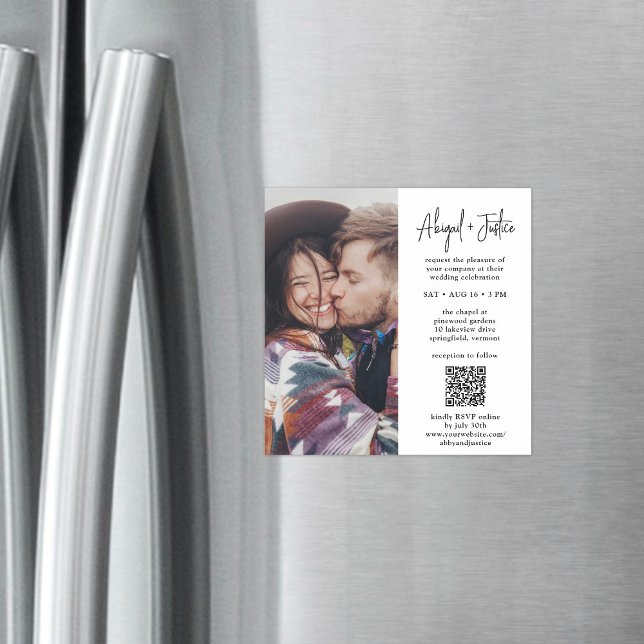 Invitation Magnétique Code QR minimal moderne et Mariage tout-en-un phot (Créateur téléchargé)