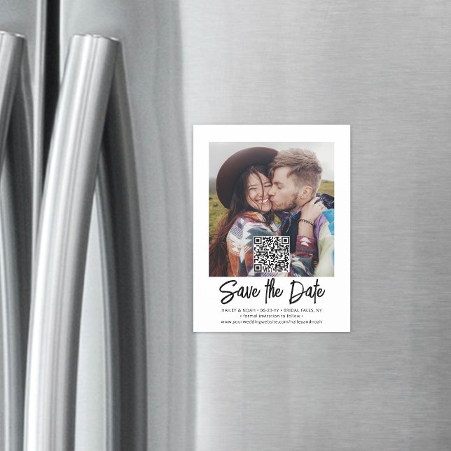 Invitation Magnétique Code QR Photo Overlay Mariage moderne Enregistrer  (Créateur téléchargé)