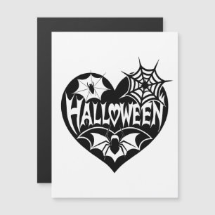Invitation Magnétique Cœur d'Halloween, Forme de cœur noir, Toile d'arai