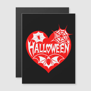 Invitation Magnétique Cœur d'Halloween, Forme de cœur rouge, Toile d'ara