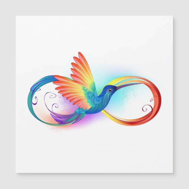 Invitation Magnétique Colibri arc-en-ciel avec symbole d'infini (Devant)