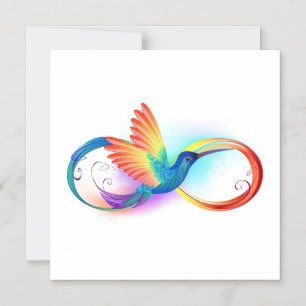 Invitation Magnétique Colibri arc-en-ciel avec symbole d'infini