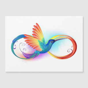 Invitation Magnétique Colibri arc-en-ciel avec symbole d'infini