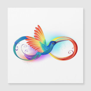 Invitation Magnétique Colibri arc-en-ciel avec symbole Infinity