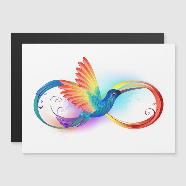 Invitation Magnétique Colibri arc-en-ciel avec symbole Infinity (Devant / Derrière)