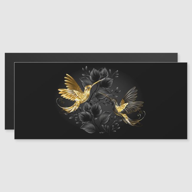 Invitation Magnétique Colibri noir et or (Devant / Derrière)