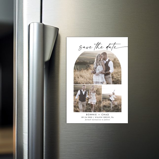 Invitation Magnétique Collection photo Boho Arch moderne Enregistrer la  (Créateur téléchargé)