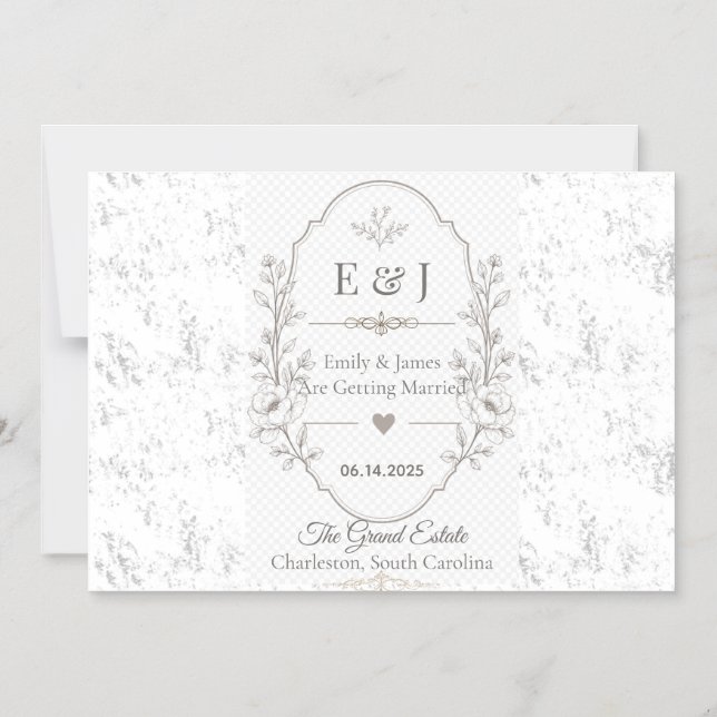 Invitation Magnétique Conception de célébration de mariage romantique de (Recto)
