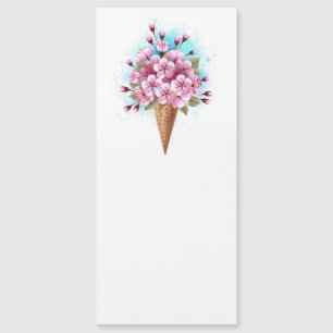 Invitation Magnétique Cône rose Sakura crème glacée gaufre
