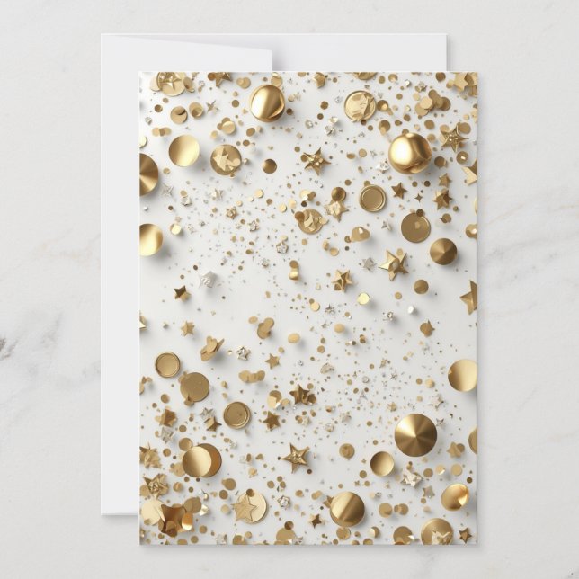 Invitation Magnétique Confetti doré de luxe | Célébration élégante (Recto)